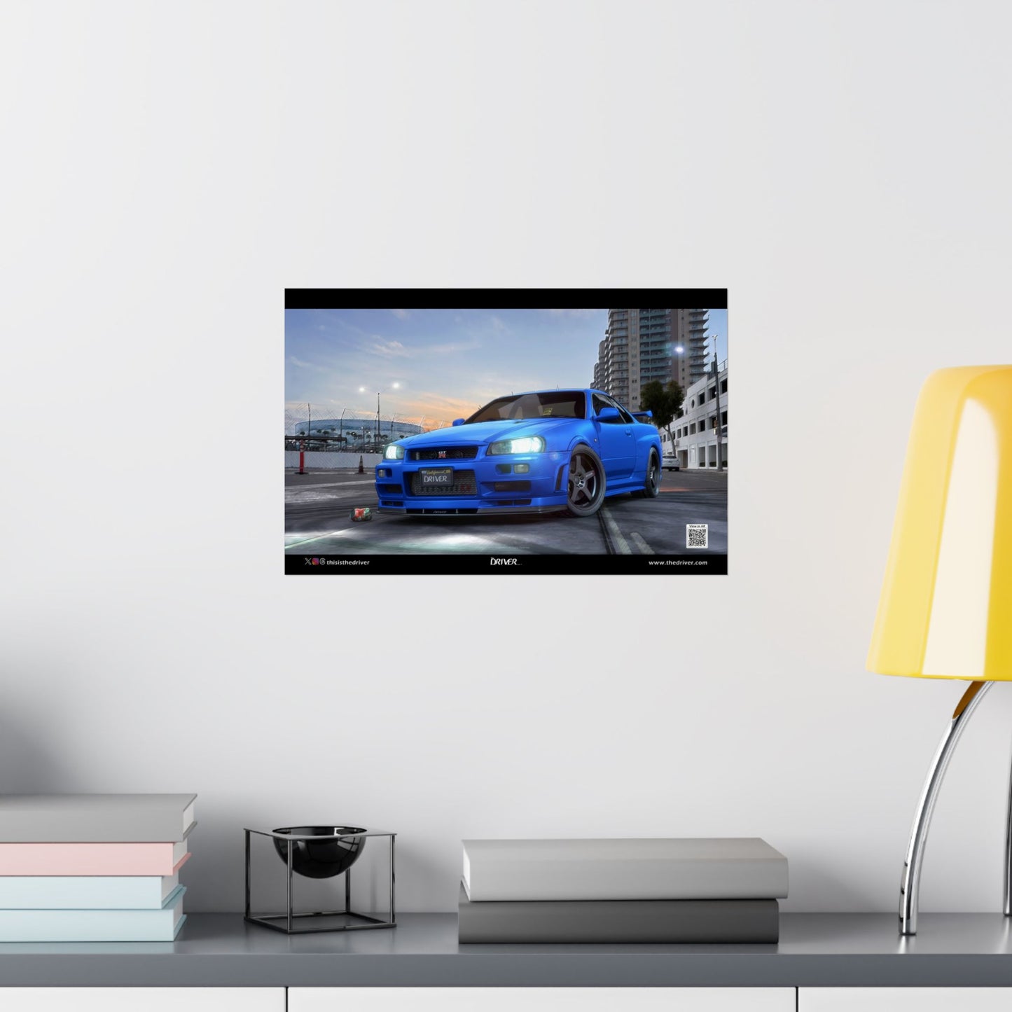 AR Animated Poster - GT-R R34 S-tune (Bayside Blue) - Street of Long Beach