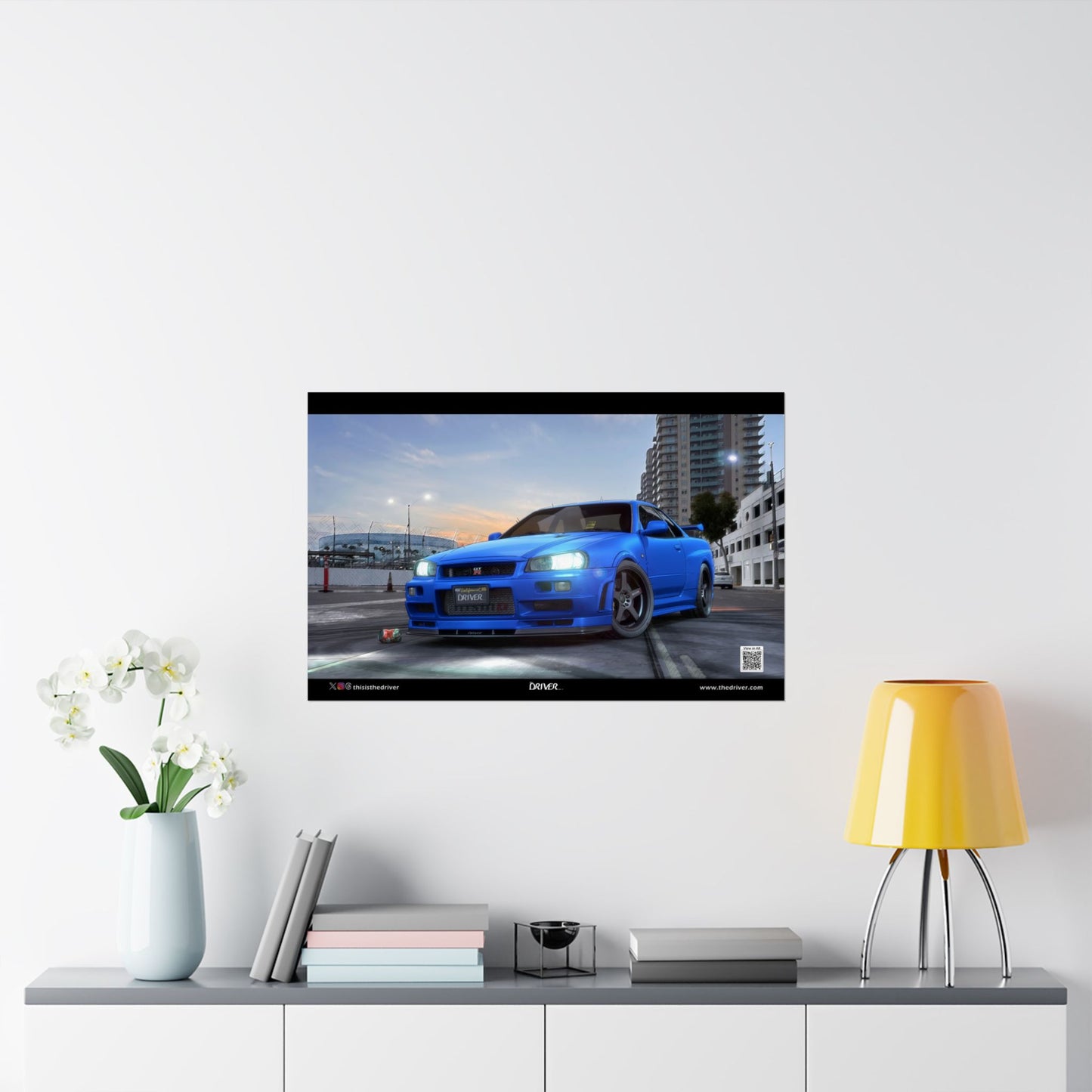 AR Animated Poster - GT-R R34 S-tune (Bayside Blue) - Street of Long Beach