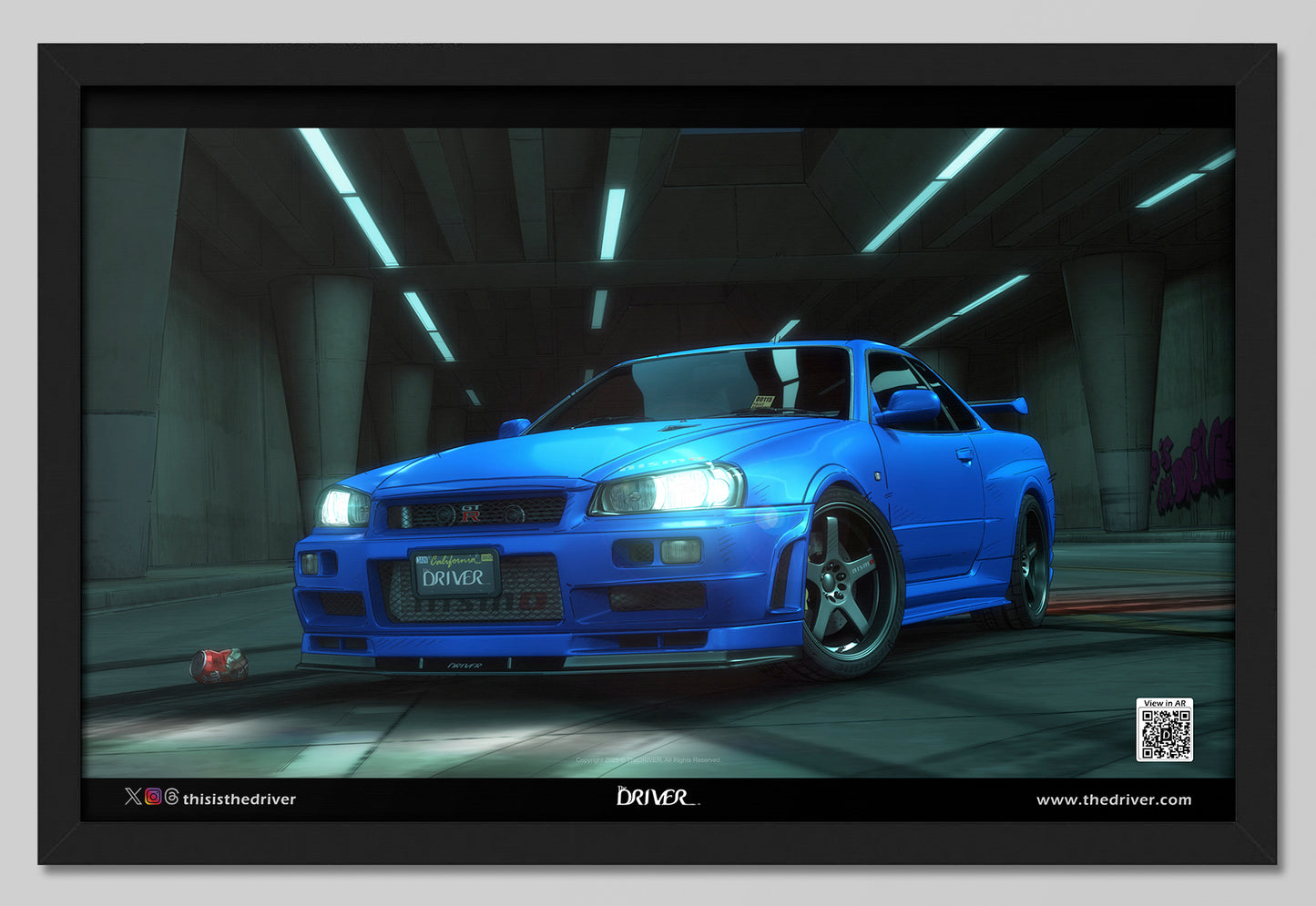 AR Animated Poster - GT-R R34 S-tune (Bayside Blue) - Lower Grand Ave