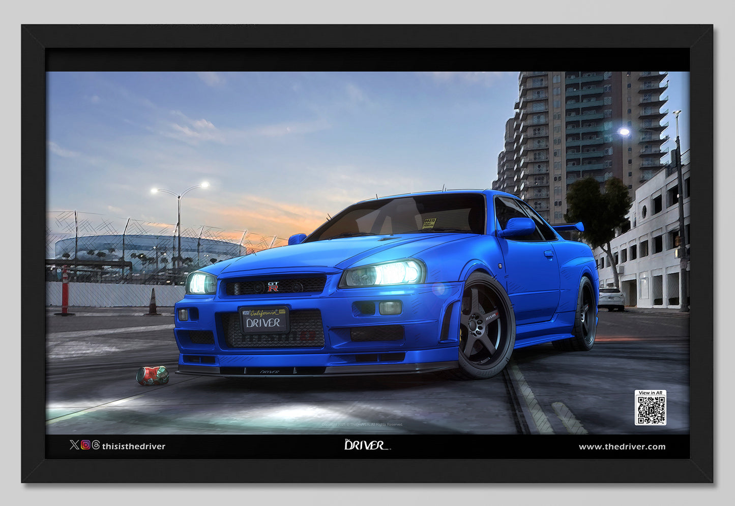 AR Animated Poster - GT-R R34 S-tune (Bayside Blue) - Street of Long Beach