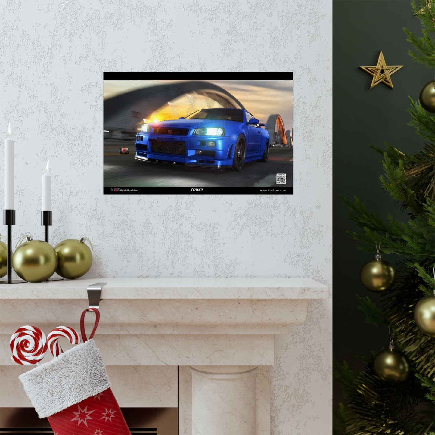 AR Animated Poster - GT-R R34 S-tune (Bayside Blue) - 6th Street Bridge