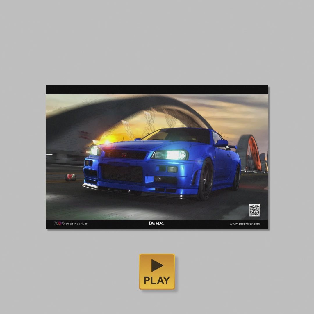 AR Animated Poster - GT-R R34 S-tune (Bayside Blue) - 6th Street